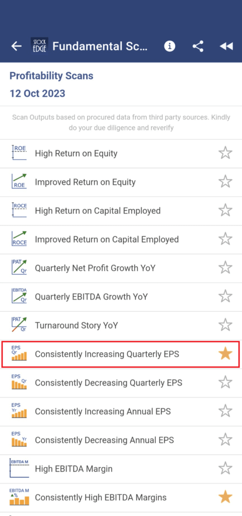 Consistent eps growth scans by stockedge