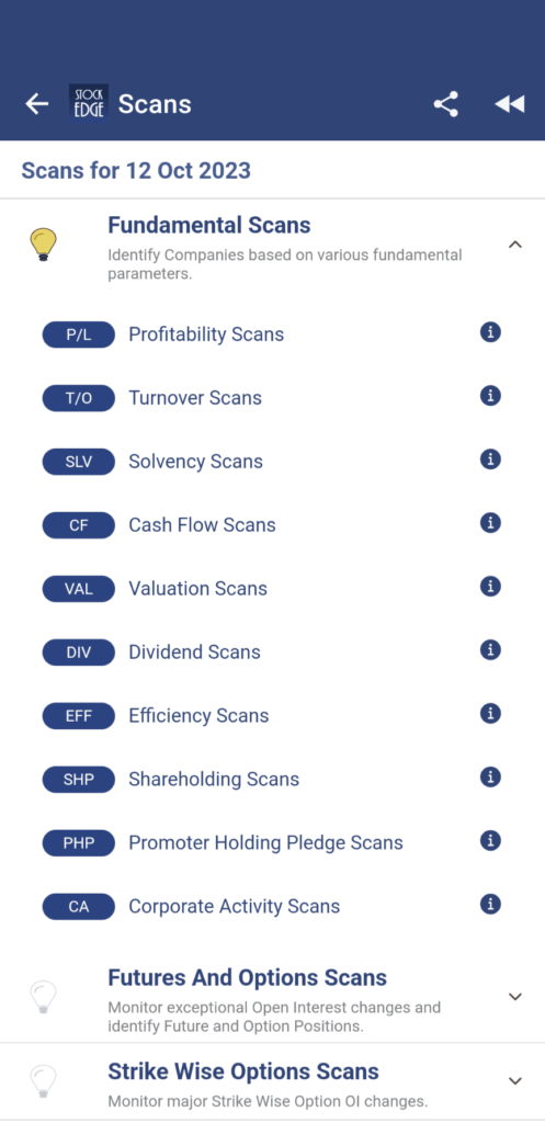 Fundamental scans by stockedge