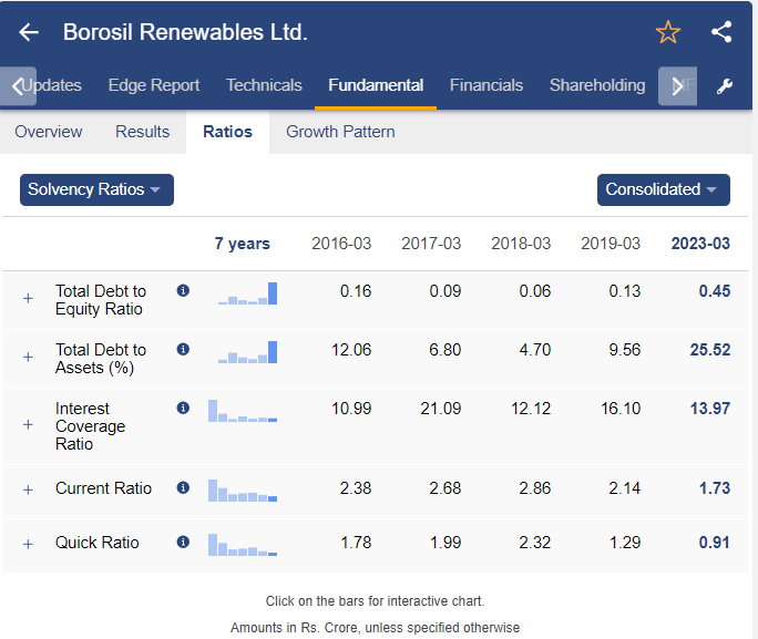 Solvency ratios of borosil renewables