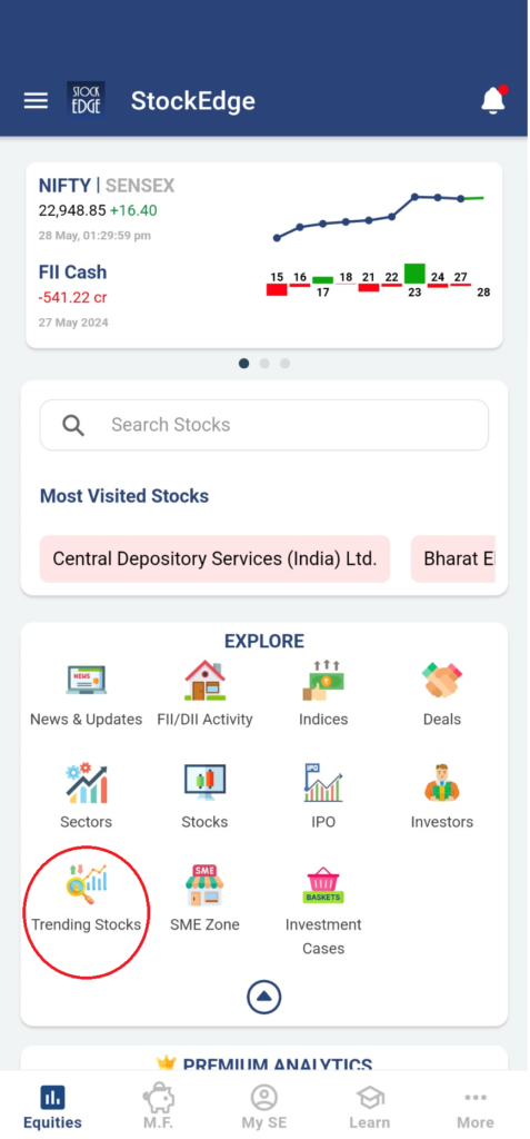 Identify trending stocks  of the day making all time high in the market