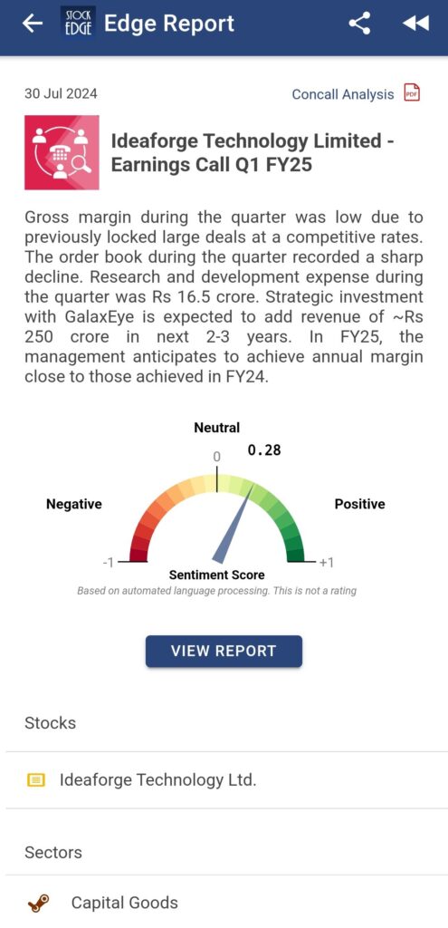 Ideaforge technology ltd. Edge report