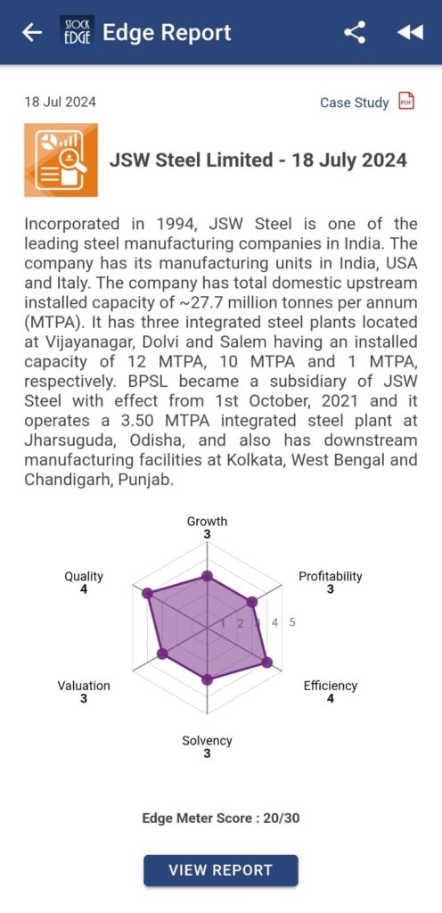 Jsw steel financials