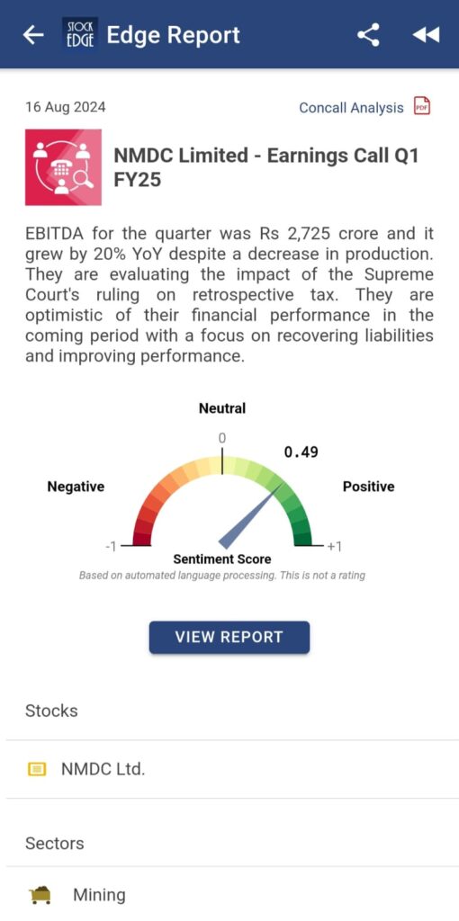 Edge report of nmdc ltd.