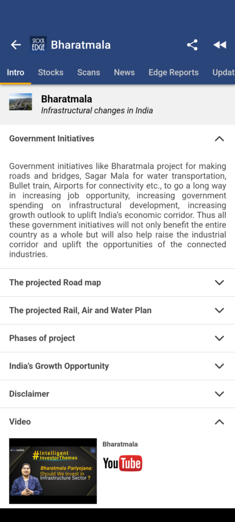 Infrastructure investment theme - bharatmala