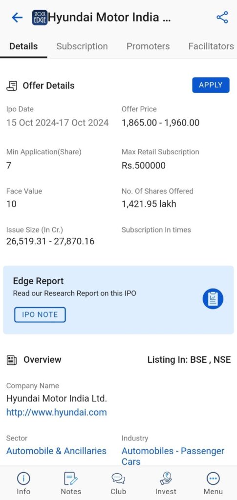 Check out the hyundai motor india ipo details