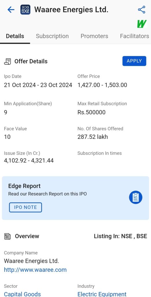 Look out the waaree energies ipo details