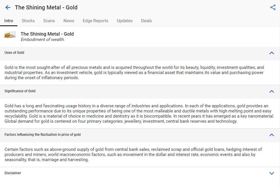 Investment theme on precious metal gold