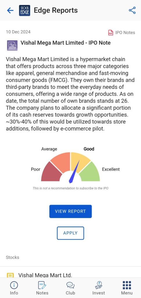 Check out the financials of vishal mega mart ipo_edge reports