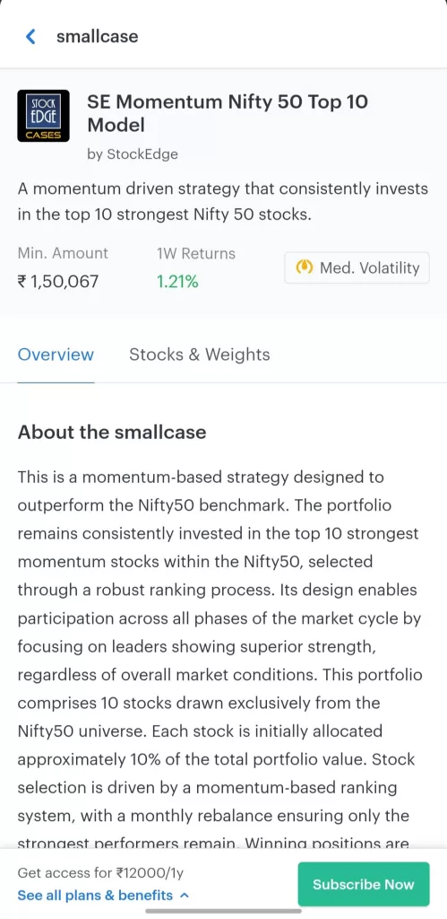 Stockedge investment cases 4 Se momentum nifty50 top 10 by stockedge