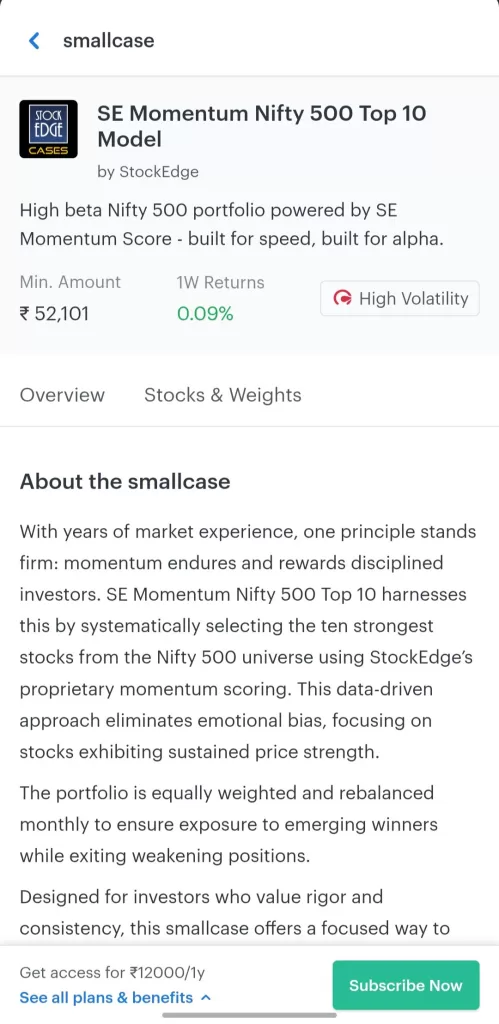 Stockedge investment cases 5 Se momentum nifty500 top 10 by stockedge