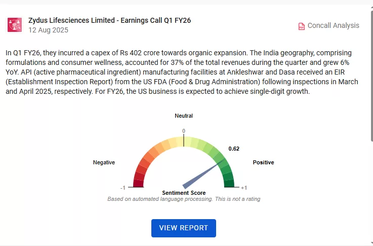Zydus lifesciences ltd. Edge reports