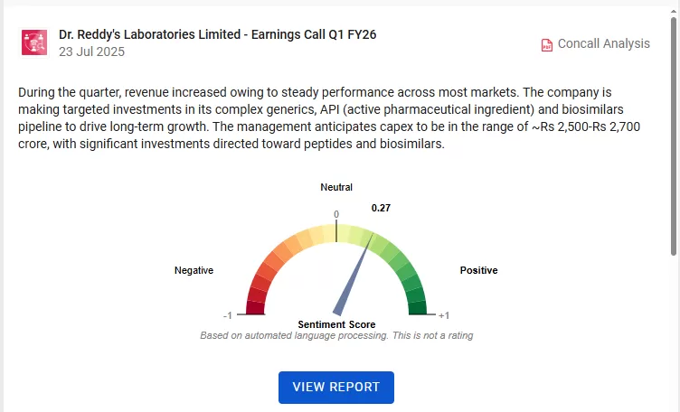 Dr. Reddy's laboratories edge report