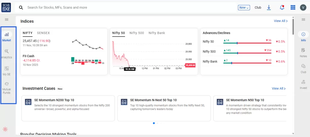 How to use stockedge technical scans 3 Stockedge interface