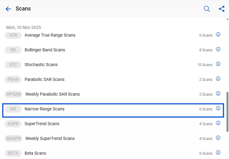 How to use stockedge technical scans 20 Narrow range patterns scans by stockedge