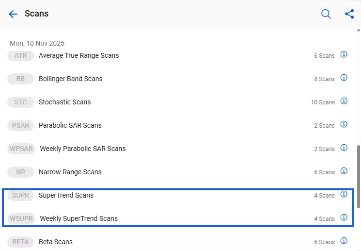 How to use stockedge technical scans 11 Supertrend scans by stockedge