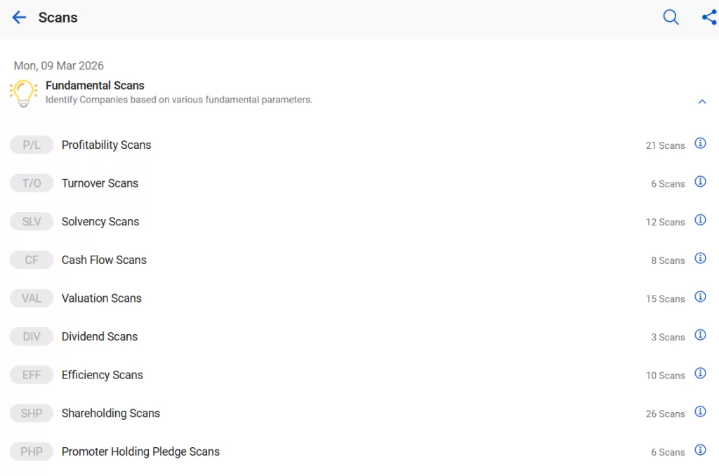 Fundamental scans by stockedge