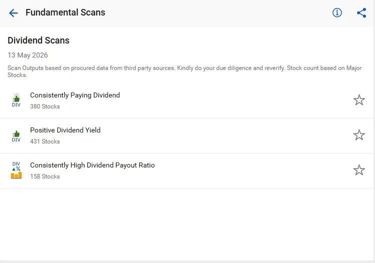 Dividend scans by stockedge