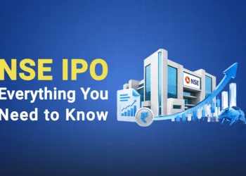 Graphic titled "nse ipo everything you need to know" featuring an illustration of the nse building, growth charts, a coin, and a bull against a blue background.